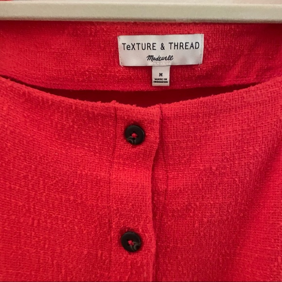 Madewell Texture and Thread Button Front Red Top Size Medium - Picture 6 of 9